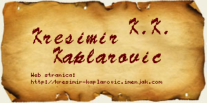 Krešimir Kaplarović vizit kartica